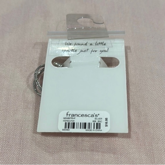 Francesca's Collections Silver Braided Hoop Earrings - Picture 3 of 3